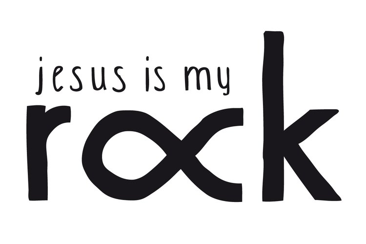 Seurakuntanuorten oma logo, jossa lukee Jesus is my rock.